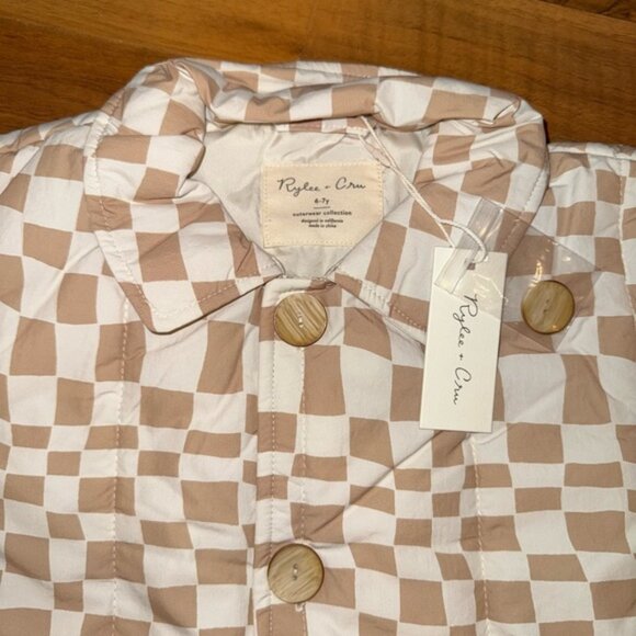 Rylee + cru medium weight jacket sand check Noelle girls 6-7 years checkered - Picture 3 of 4